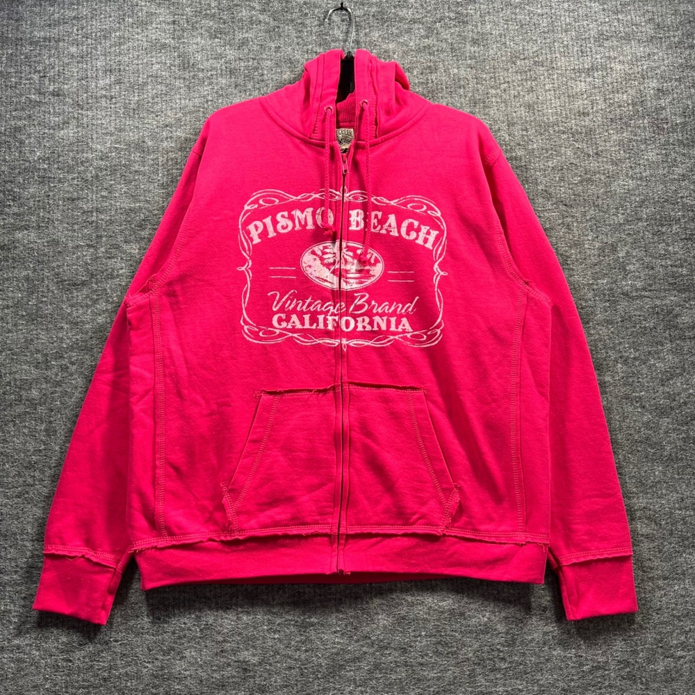 Salt Creek Pismo Beach California Zip Up Hoodie Hot Pink Graphic XL